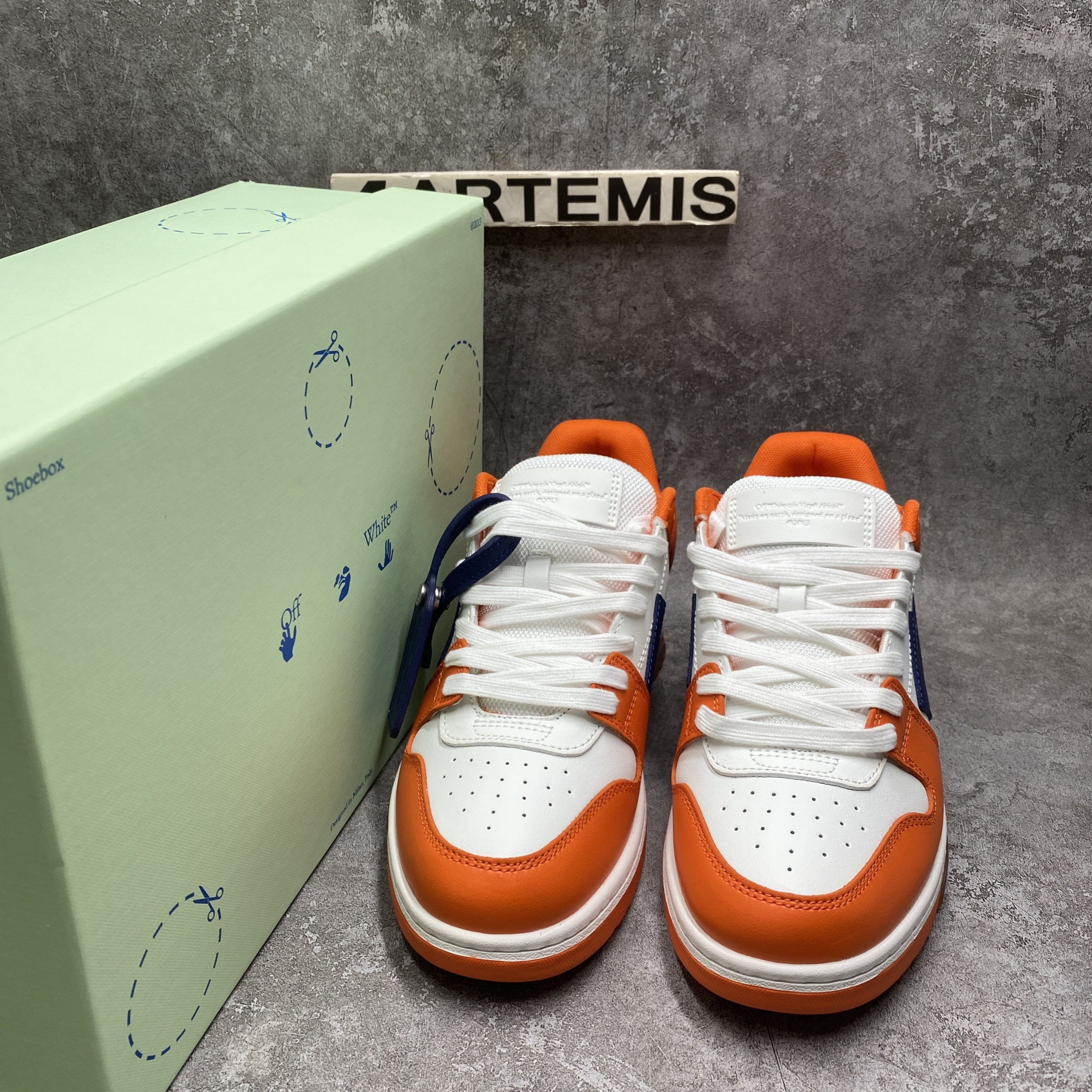 OFF-WHITE Out Of Office OOO Low Tops White Orange Blue