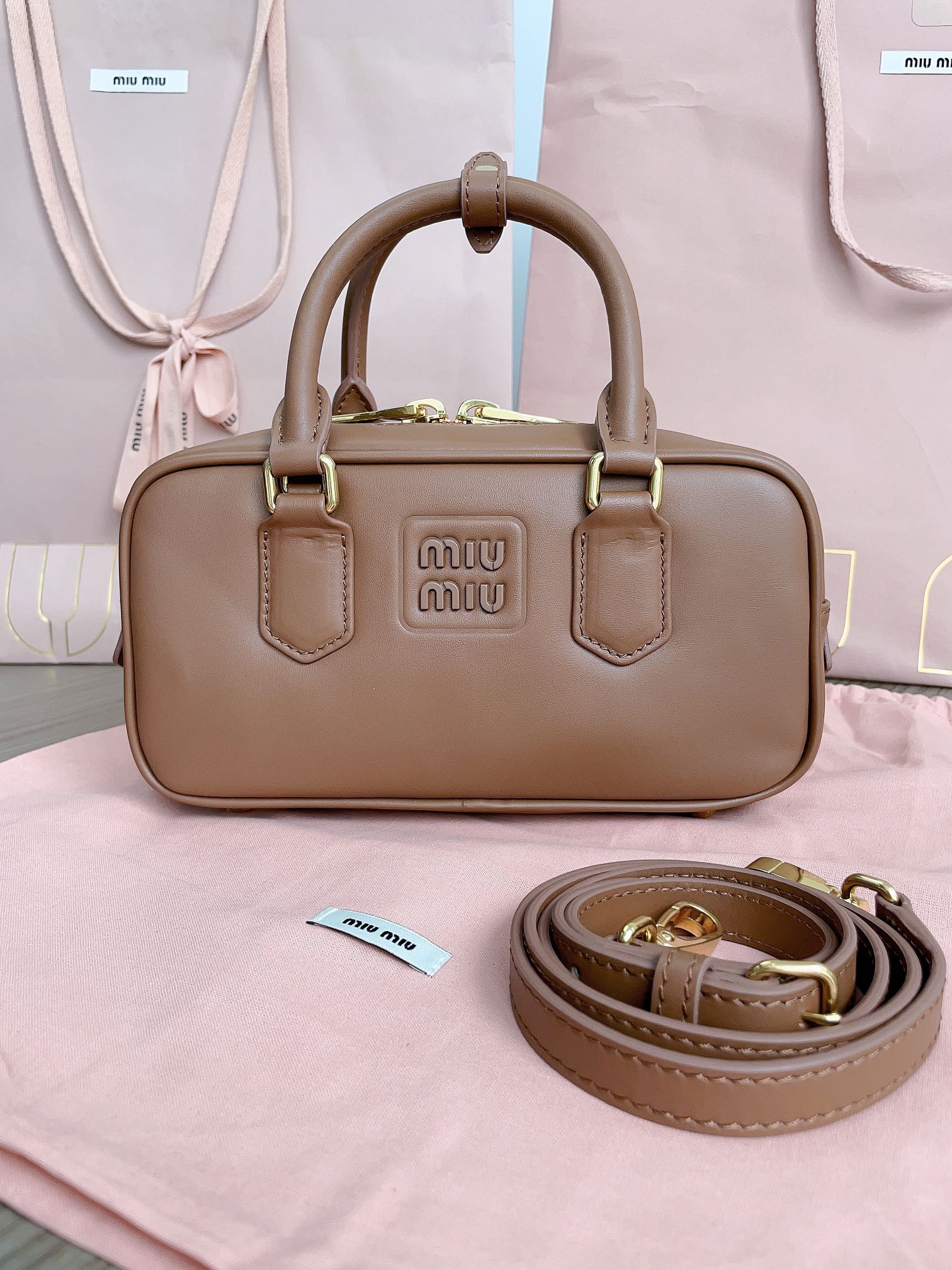 Miu Miu Arcadie leather bag 10.5x22x7.5cm